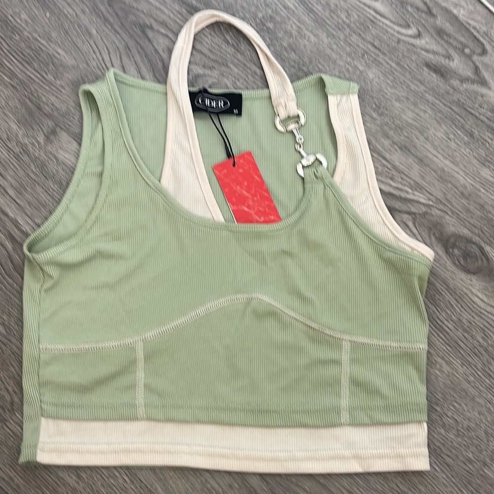 NWT Cider Patchwork Chain Rib Tank Top - Picture 4 of 5